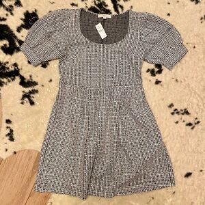 NWT 🏷️ LOFT Houndstooth Oversized Party Dress 🖤🤍🖤🤍
